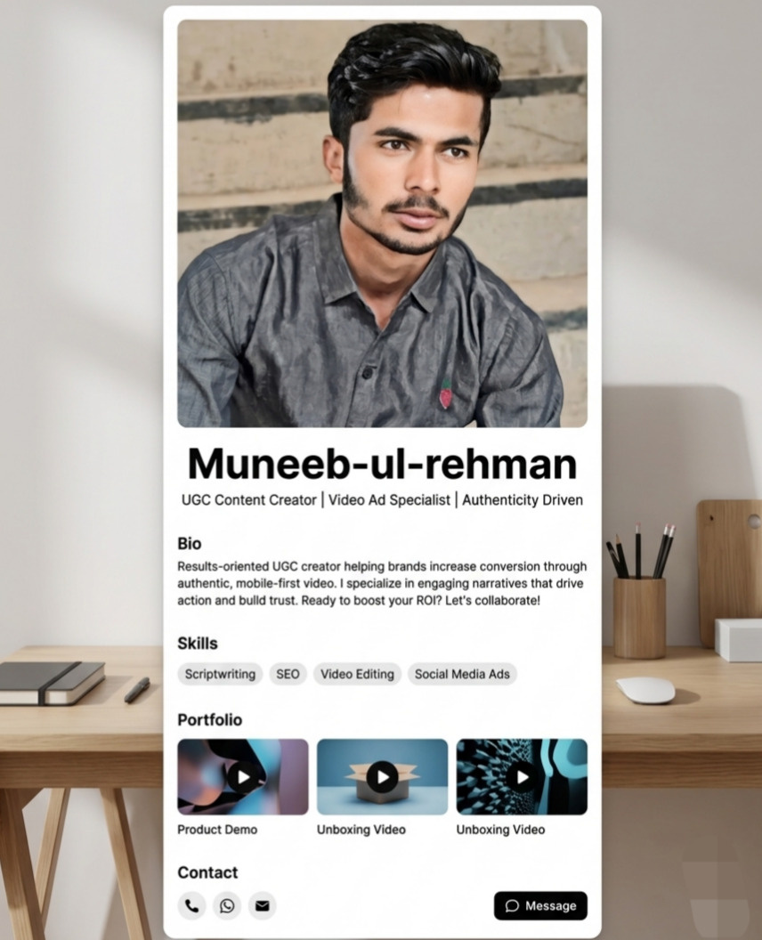 muneebkhan — new content creator on Vicomma