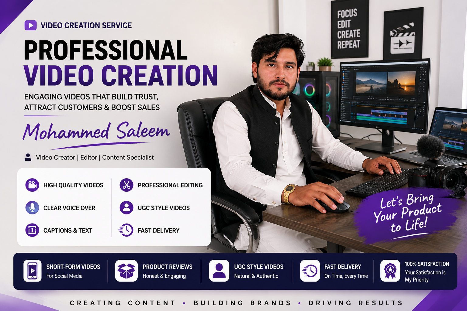 I will create professional Urdu UGC videos and product reviews — YouTube Content Creators creator on Vicomma